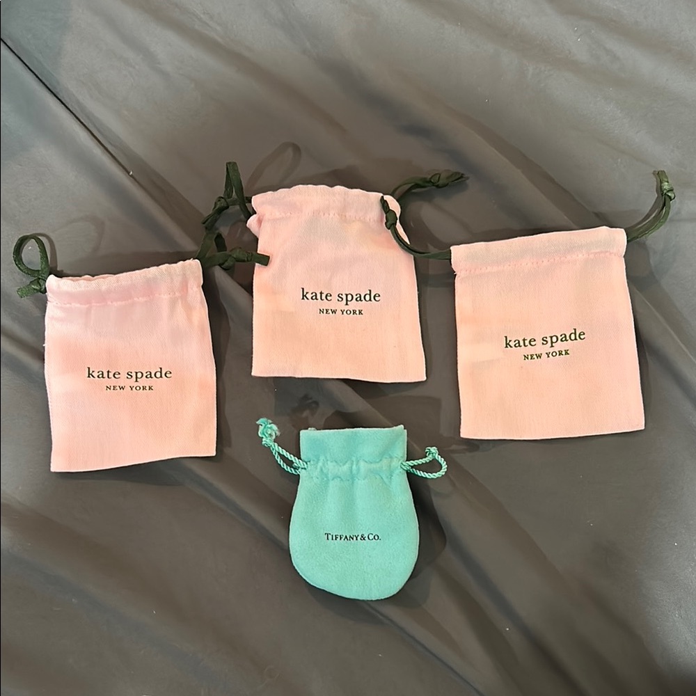 3 Kate Spade and 1 Tiffany and co. Drawstring Pouch Set
